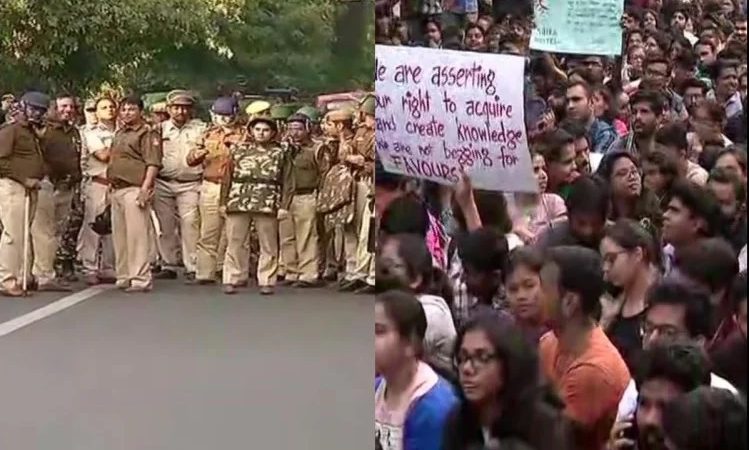 JNU Student : जेएनयू से संसद तक छात्रों का मार्च, पुलिस ने किया लाठीचार्ज