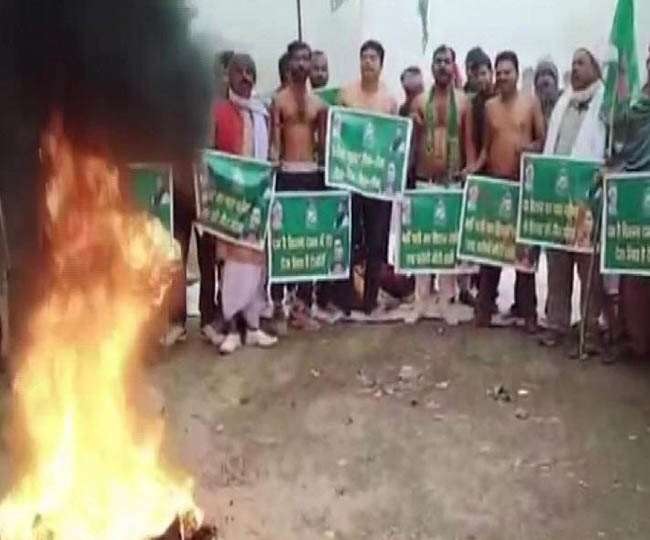 Bihar CAA Protest : बिहार बंद में RJD का मवेशियों के साथ प्रदर्शन, उतार फेंकी शर्ट
